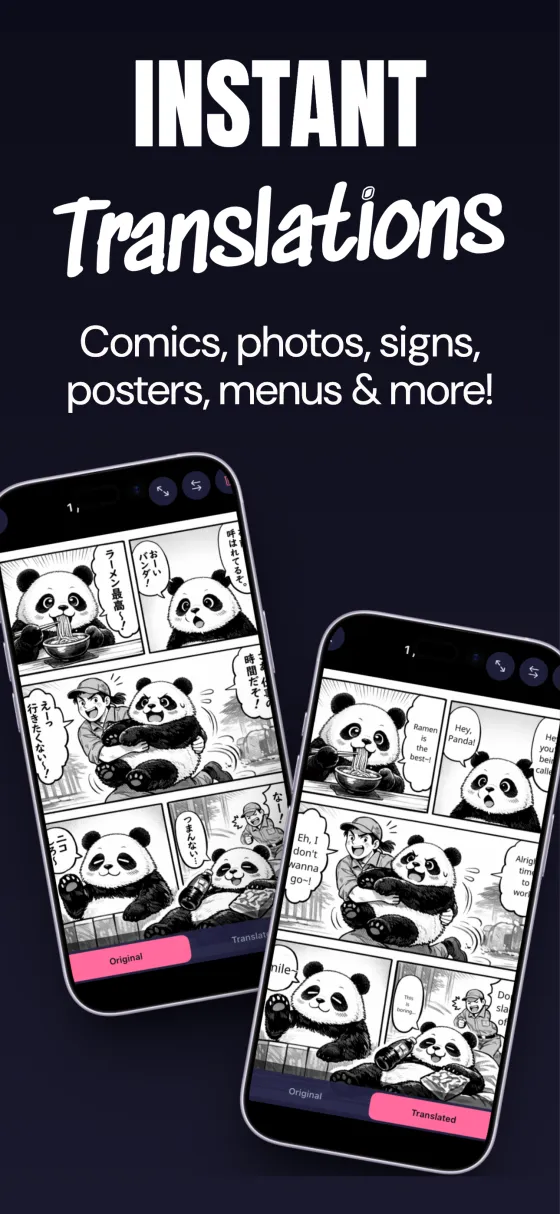 Original and translated manga, side by side